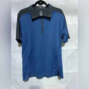 MINT Kuhl Shadow Short Sleeve 1/4 Zip Polo Golf Dress Shirt Men’s L Blue Black